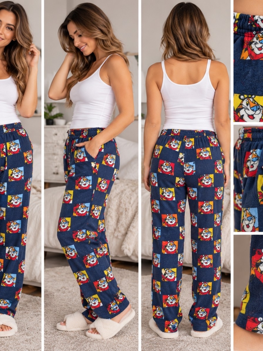 Women's Navy Cartoon Print Lounge Pants